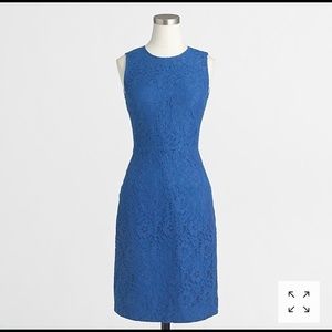 JCrew Blue Floral Lace Shift Dress
